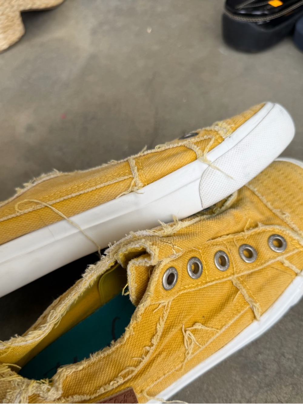 Blowfish Malibu Yellow Frayed Slip-On Sneakers - Picture 2 of 5